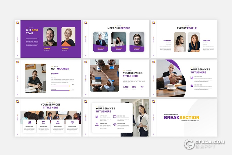 30页国外创意商务风格企业团队介绍商业合作通用PPT模板 - 顶尖PPT