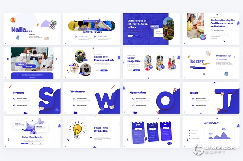 50页高端设计卡通风格教育培训行业PPT模板 - 顶尖PPT
