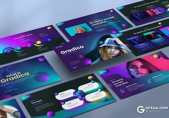 30页创意多色渐变立体圆球时尚流行风PPT模板 - 顶尖PPT