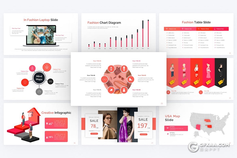 35页粉红色时尚女性服饰销售数据分析国外PPT模板 - 顶尖PPT