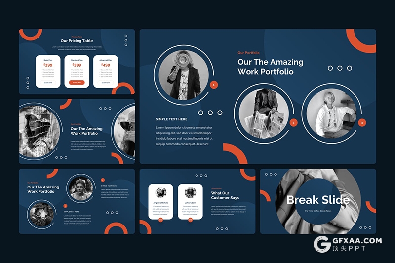 30页创意圆圈版式设计国外商务风格PPT模板 - 顶尖PPT