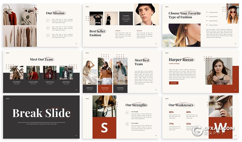 30页简约时尚杂志风格女鞋服装品牌展示介绍PPT模板 - 顶尖PPT