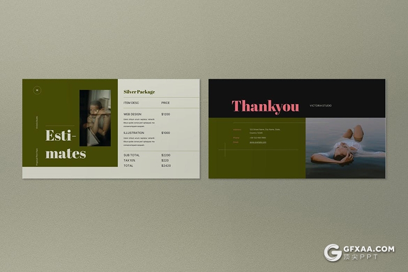 国外暗绿色时尚流行杂志风格PPT模板 - 顶尖PPT