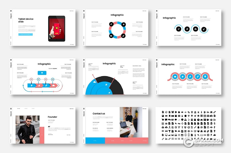 39页商业公司介绍团队展示通用国外PPT模板 - 顶尖PPT