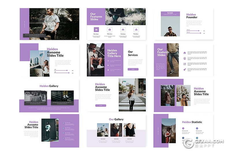 30页扁平化商务工作计划总结汇报国外PPT模板 - 顶尖PPT