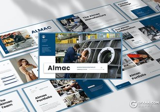 30页蓝色企业汇报机械工程公司项目合作展示PPT模板 - 顶尖PPT