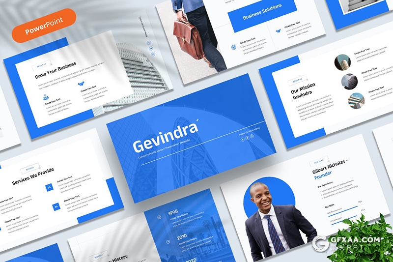 30页蓝色极简风格国外商务风格PPT模板 - 顶尖PPT