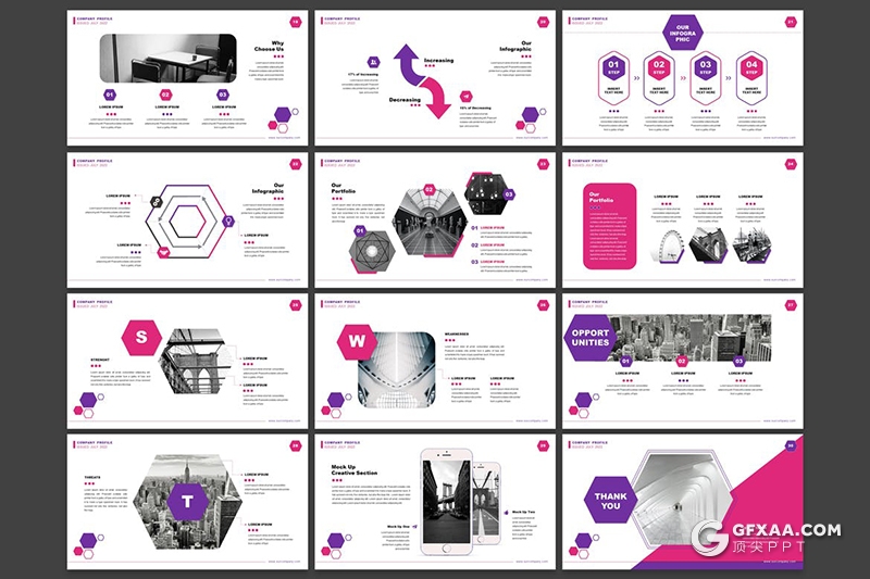 30页创意六边形版式设计国外多用途PPT模板 - 顶尖PPT