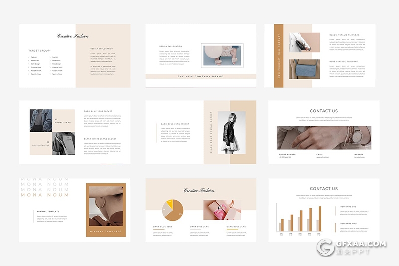 30页极简小清新风格女性服装展示通用PPT模板 - 顶尖PPT