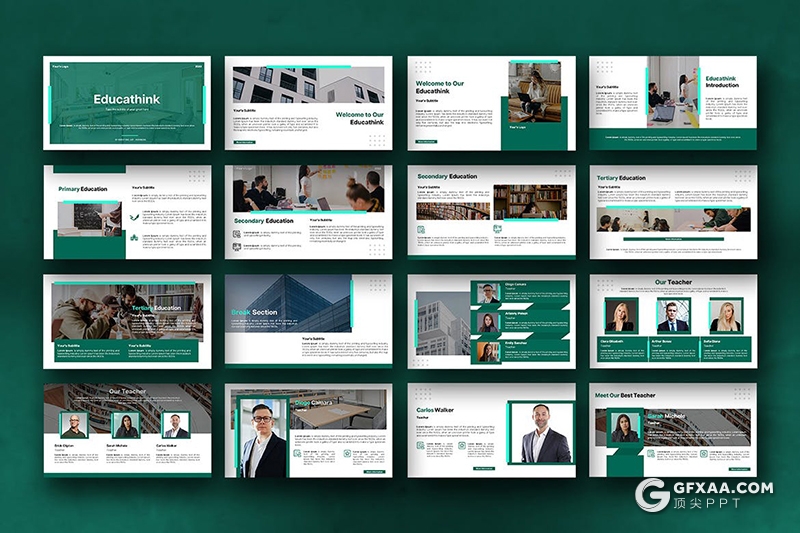 32页教育教学培训大学环境展示宣传介绍PPT模板 - 顶尖PPT