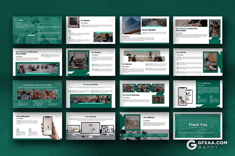 32页教育教学培训大学环境展示宣传介绍PPT模板 - 顶尖PPT