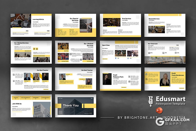 国外扁平化大学教育培训宣传介绍PPT模板 - 顶尖PPT