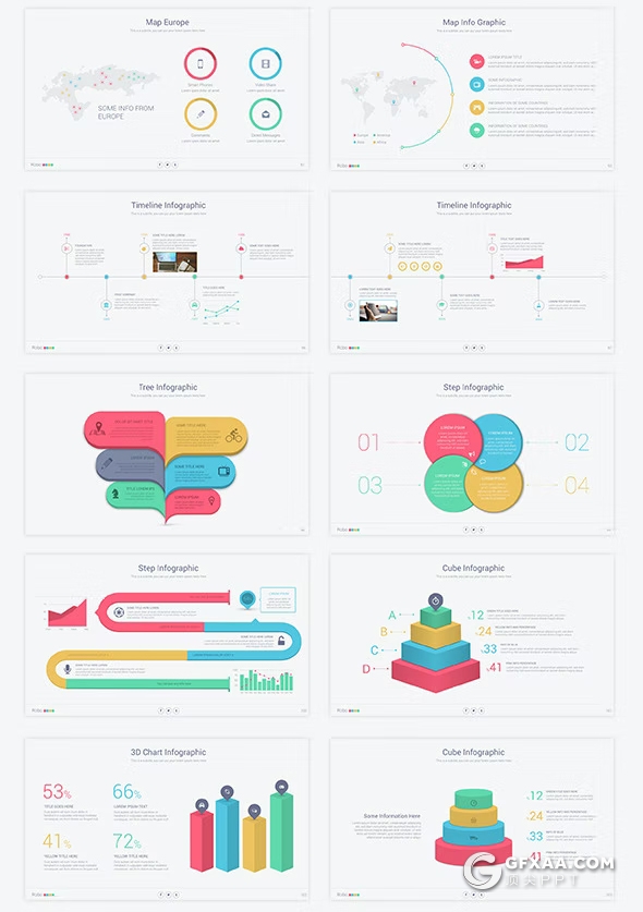 100页彩色数据图形工作汇报总结报告通用国外keynoteT模板 - 顶尖PPT
