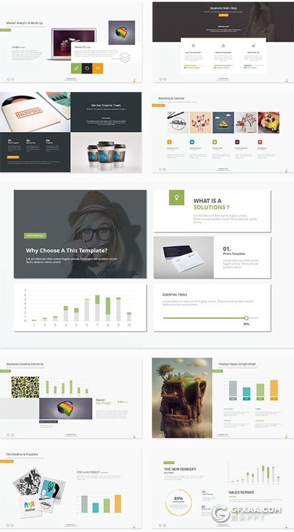 68页彩色简约精致商务企业工作汇报通用PPT模板 - 顶尖PPT