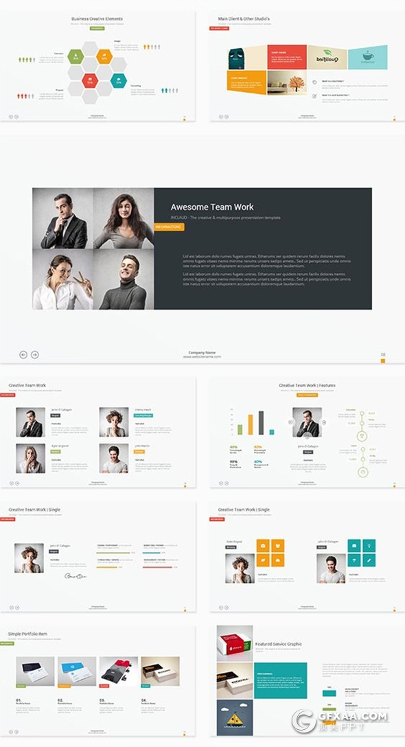 68页彩色简约精致商务企业工作汇报通用PPT模板 - 顶尖PPT