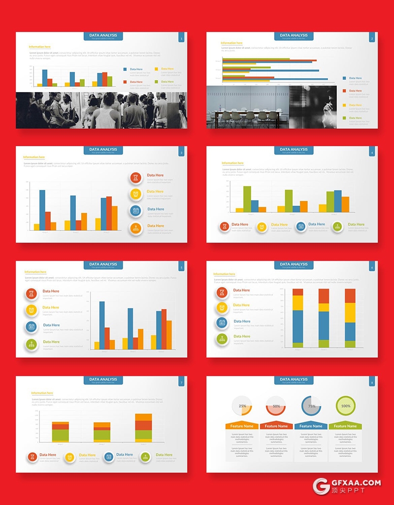 68页彩色国外智能数据图形图表PPT模板 - 顶尖PPT