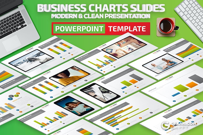 40页图形柱形图条形图饼形图PPT智能数据模板 - 顶尖PPT