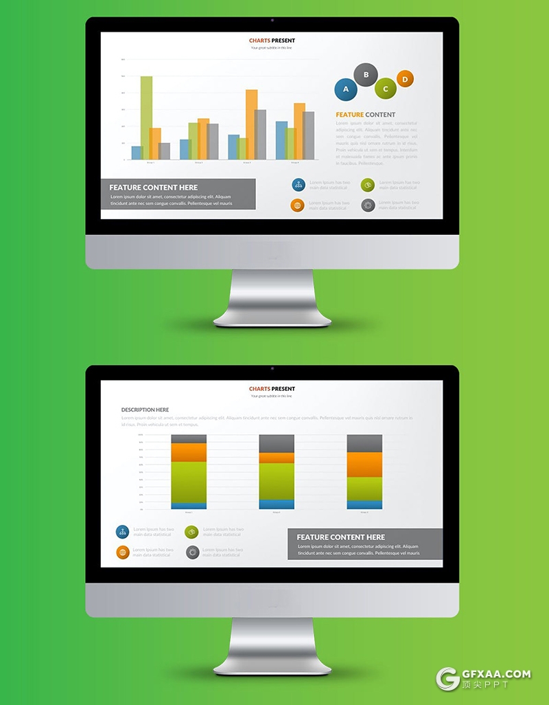 40页图形柱形图条形图饼形图PPT智能数据模板 - 顶尖PPT