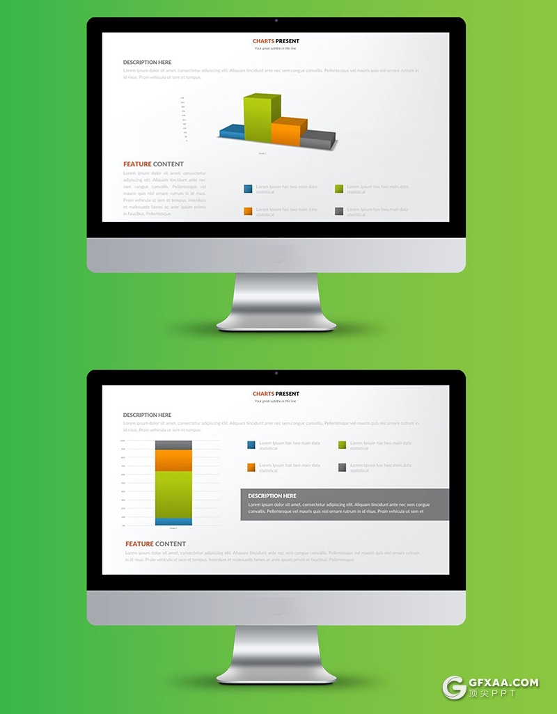 40页图形柱形图条形图饼形图PPT智能数据模板 - 顶尖PPT