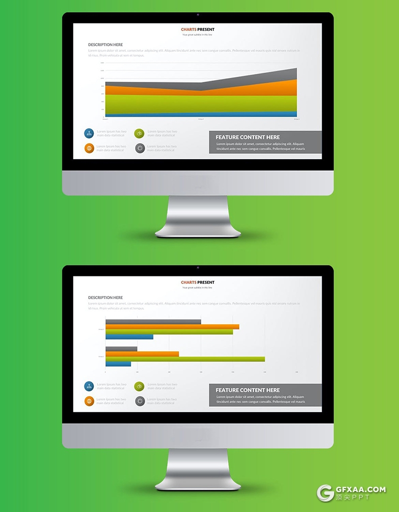 40页图形柱形图条形图饼形图PPT智能数据模板 - 顶尖PPT