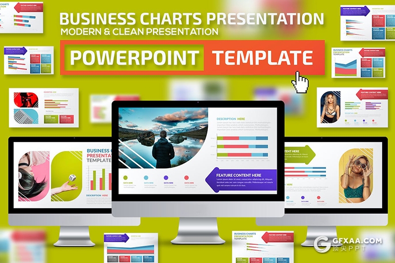 25页国外彩色数据统计图形PPT智能数据图形模板 - 顶尖PPT