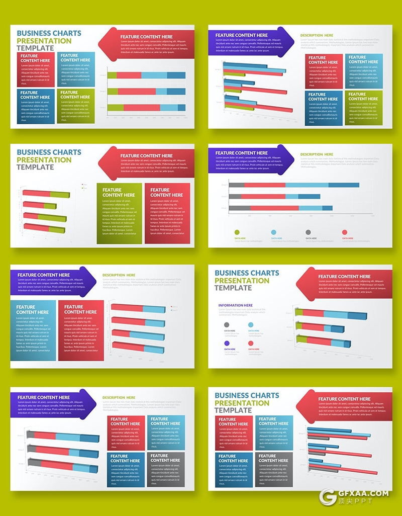 25页国外彩色数据统计图形PPT智能数据图形模板 - 顶尖PPT