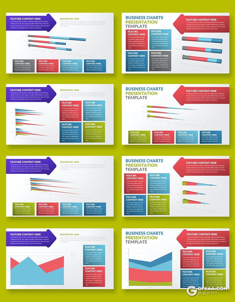 25页国外彩色数据统计图形PPT智能数据图形模板 - 顶尖PPT