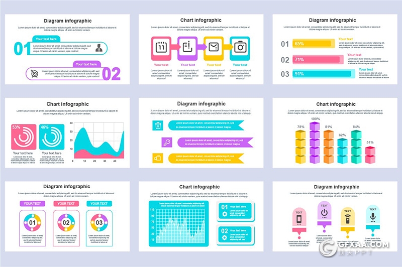 45页彩色国外风格商业信息图形PPT模板 - 顶尖PPT
