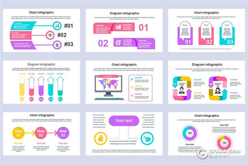 45页彩色国外风格商业信息图形PPT模板 - 顶尖PPT