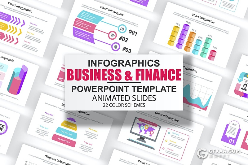45页彩色国外风格商业信息图形PPT模板 - 顶尖PPT