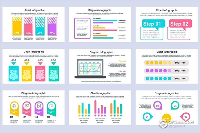 45页彩色国外风格商业信息图形PPT模板 - 顶尖PPT