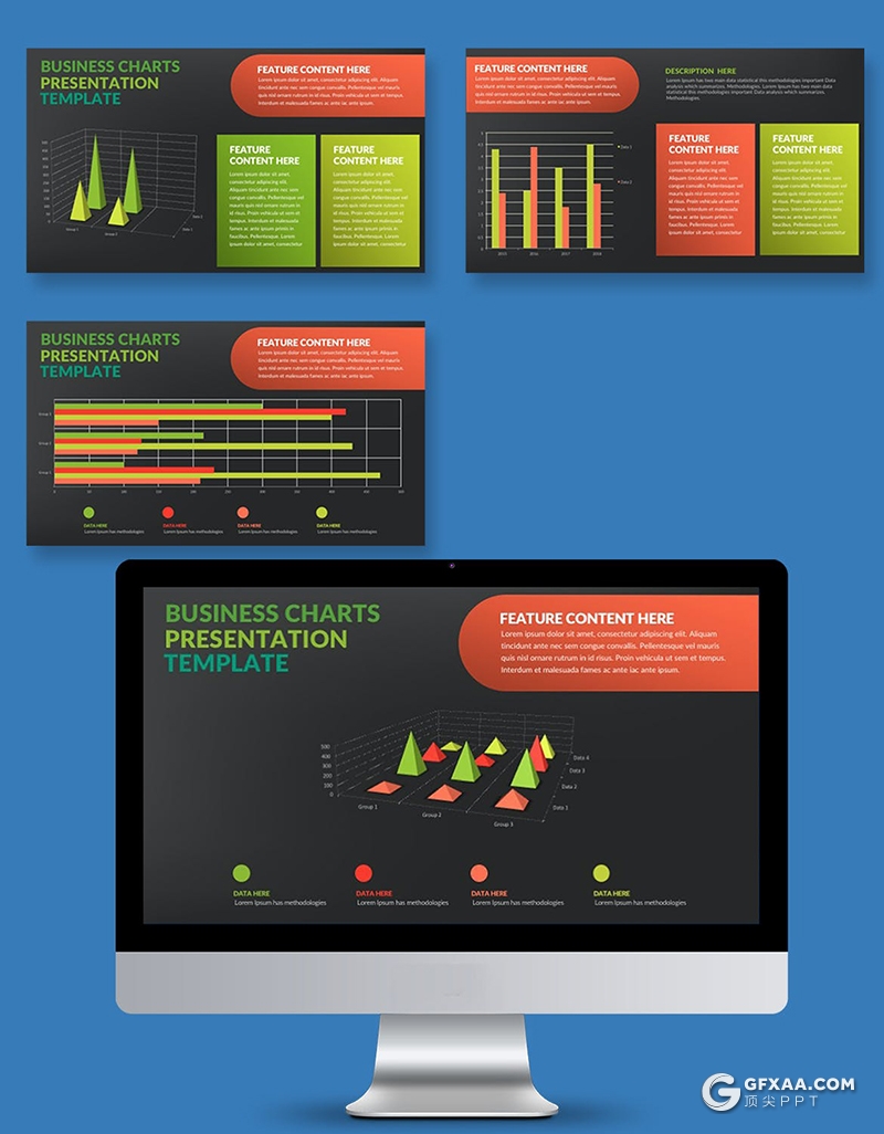 35页商务数据图形PPT智能数据图表PPT模板 - 顶尖PPT