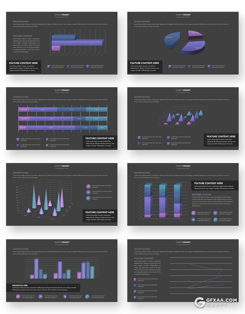 40页蓝色国外PPT智能数据图形图表模板 - 顶尖PPT