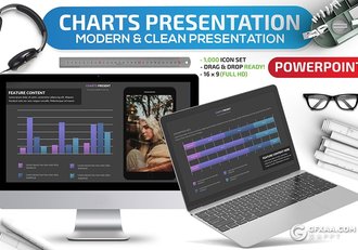 40页蓝色国外PPT智能数据图形图表模板 - 顶尖PPT