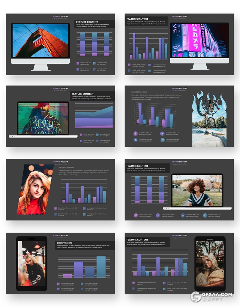 40页蓝色国外PPT智能数据图形图表模板 - 顶尖PPT