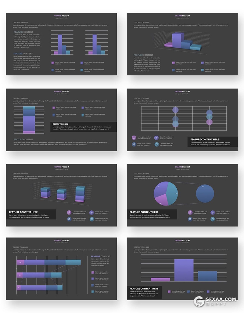 40页蓝色国外PPT智能数据图形图表模板 - 顶尖PPT