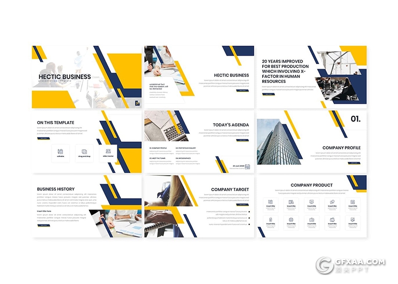 30矩形图形组合版式商业会议项目合作国外商务Google slides模板 - 顶尖PPT