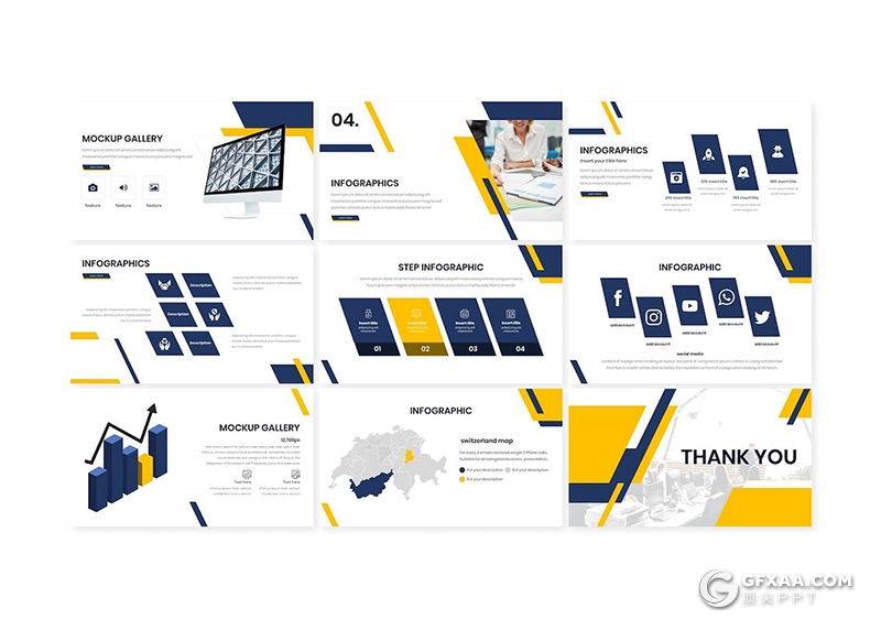 30矩形图形组合版式商业会议项目合作国外商务Google slides模板 - 顶尖PPT