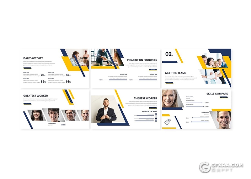 30矩形图形组合版式商业会议项目合作国外商务Google slides模板 - 顶尖PPT