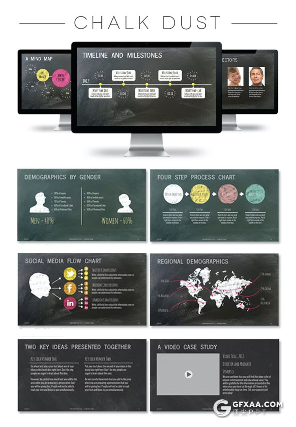 40页手绘手绘风格国外商务通用PPT模板4种主题配色 - 顶尖PPT