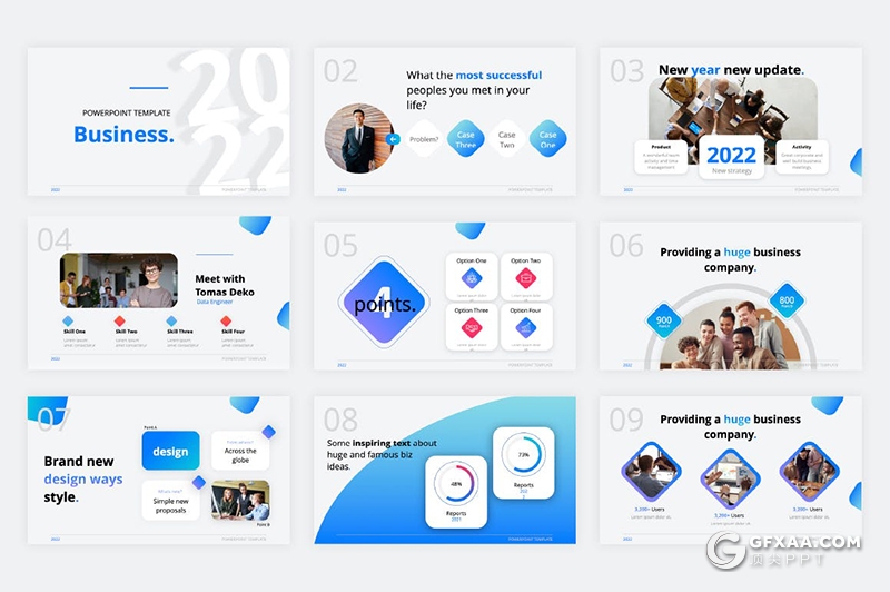 36页2022微立体风格年终工作汇报总结商务国外PPT模板 - 顶尖PPT