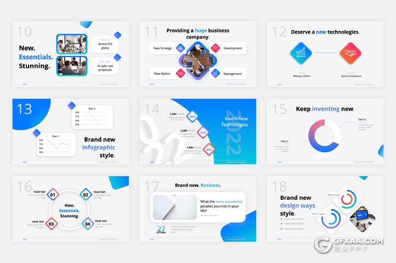 36页2022微立体风格年终工作汇报总结商务国外PPT模板 - 顶尖PPT