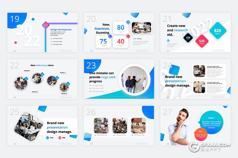 36页2022微立体风格年终工作汇报总结商务国外PPT模板 - 顶尖PPT