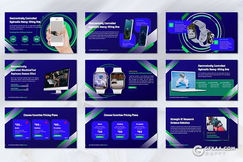 45页高端国外科技风格产品展示技术分析PPT模板 - 顶尖PPT