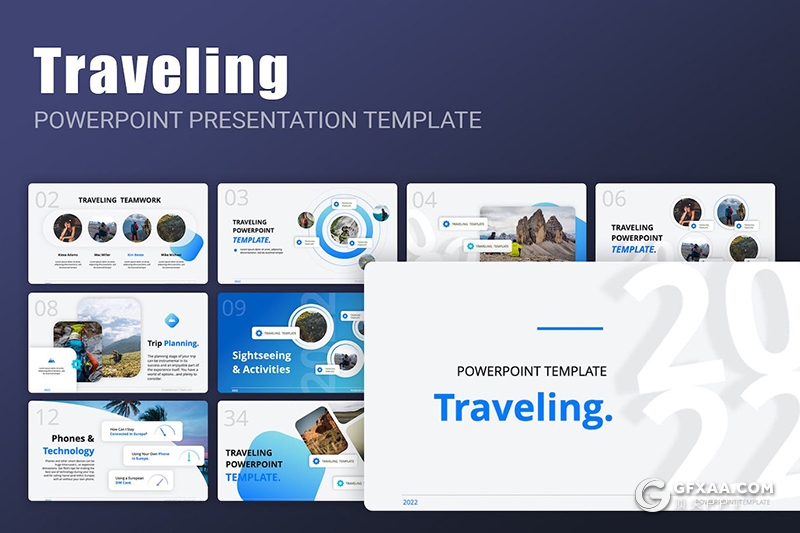 36页微立体风格旅游度假风景展示介绍PPT模板 - 顶尖PPT