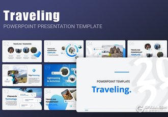 36页微立体风格旅游度假风景展示介绍PPT模板 - 顶尖PPT