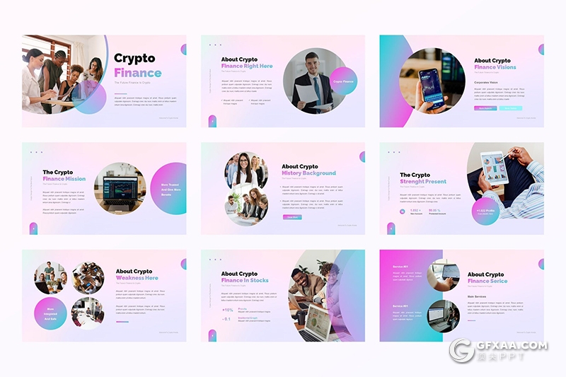 30页蓝紫渐变企业介绍项目会议市场投资国外高端PPT模板 - 顶尖PPT