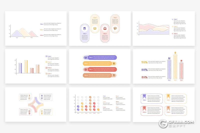 31页彩色手绘涂鸦风格PPT数据图形模板 - 顶尖PPT