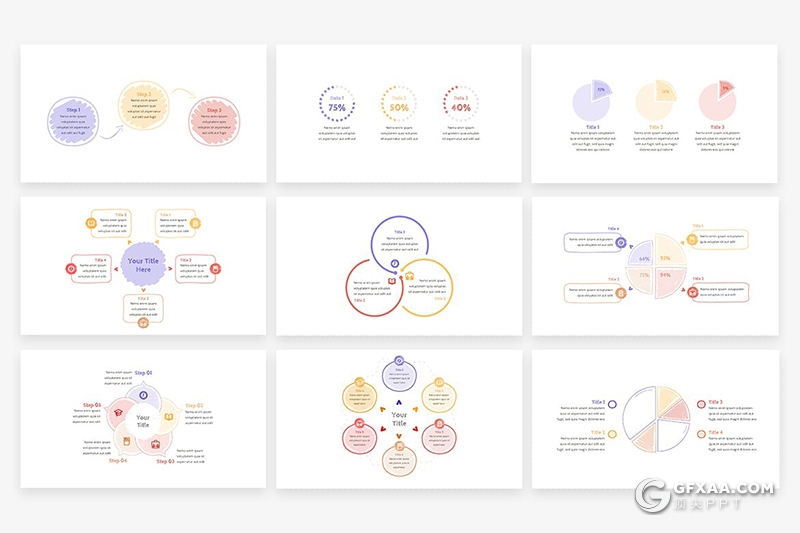 31页彩色手绘涂鸦风格PPT数据图形模板 - 顶尖PPT