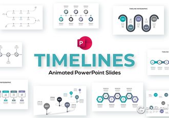微立体风格多种类型时间轴PPT模板 - 顶尖PPT